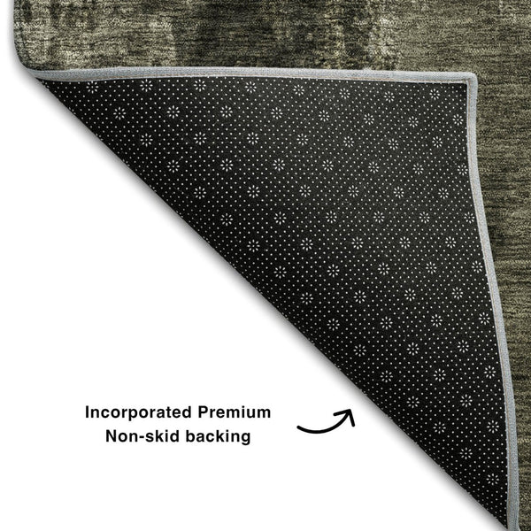 HomeRoots 5' X 8' Charcoal Gray Silver Abstract Area Rug - Washable, UV Protected, Perfect for Busy Homes! 683724
