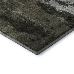 HomeRoots 5' X 8' Charcoal Gray Silver Abstract Area Rug - Washable, UV Protected, Perfect for Busy Homes! 683724