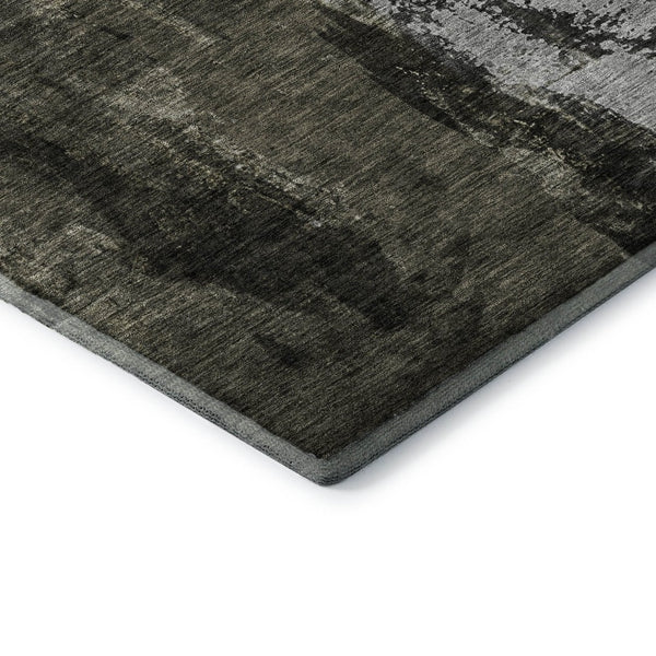 HomeRoots 5' X 8' Charcoal Gray Silver Abstract Area Rug - Washable, UV Protected, Perfect for Busy Homes! 683724