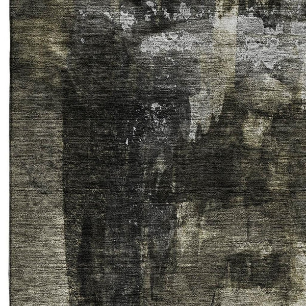 HomeRoots 5' X 8' Charcoal Gray Silver Abstract Area Rug - Washable, UV Protected, Perfect for Busy Homes! 683724
