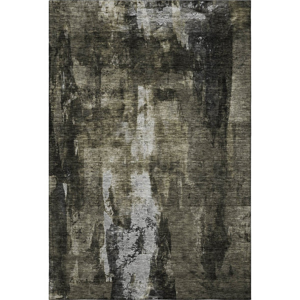 HomeRoots 9' X 12' Charcoal Gray & Silver Abstract Area Rug - Washable, UV Protected, Perfect for Modern Homes! 683727