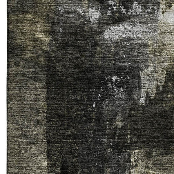 HomeRoots 10' X 14' Charcoal Gray & Silver Abstract Area Rug - Washable, UV Protected, Perfect for Families! 683728