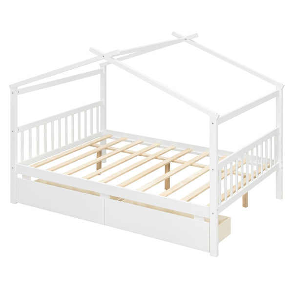 English Elm Twin House Bed Solid Pine Kids Cottage Frame with Storage Drawers Imaginative Room N708P309247K
