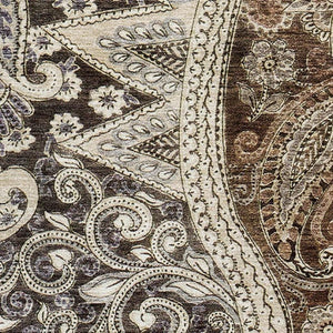 HomeRoots 5' X 8' Washable Paisley Area Rug in Brown, Beige & Taupe - UV Protected for Busy Homes & Pets 683736