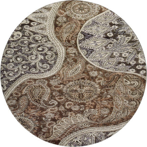 HomeRoots 8' Washable Round Rug in Classic Paisley Design - Durable, Stain Resistant, UV Protected & Stylish! 683737