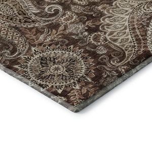 HomeRoots 8' Washable Round Rug in Classic Paisley Design - Durable, Stain Resistant, UV Protected & Stylish! 683737