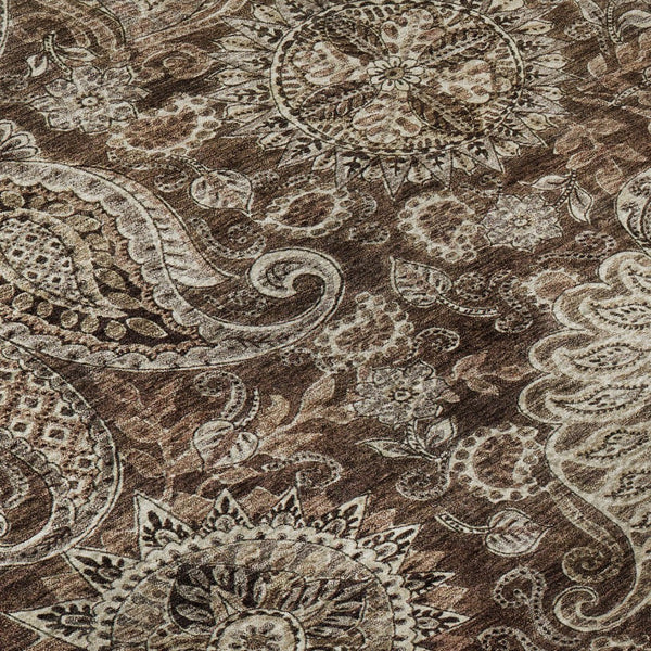 HomeRoots 8' Washable Round Rug in Classic Paisley Design - Durable, Stain Resistant, UV Protected & Stylish! 683737