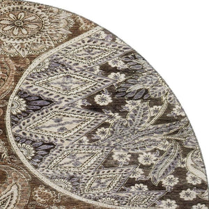 HomeRoots 8' Washable Round Rug in Classic Paisley Design - Durable, Stain Resistant, UV Protected & Stylish! 683737