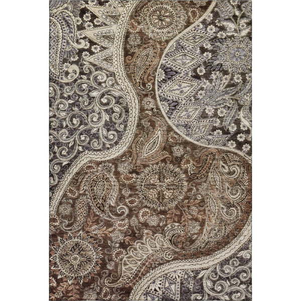HomeRoots 8' X 10' Washable Paisley Area Rug in Brown, Beige & Taupe - UV Protected, Soft & Durable Design! 683738