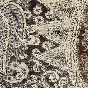HomeRoots 8' X 10' Washable Paisley Area Rug in Brown, Beige & Taupe - UV Protected, Soft & Durable Design! 683738