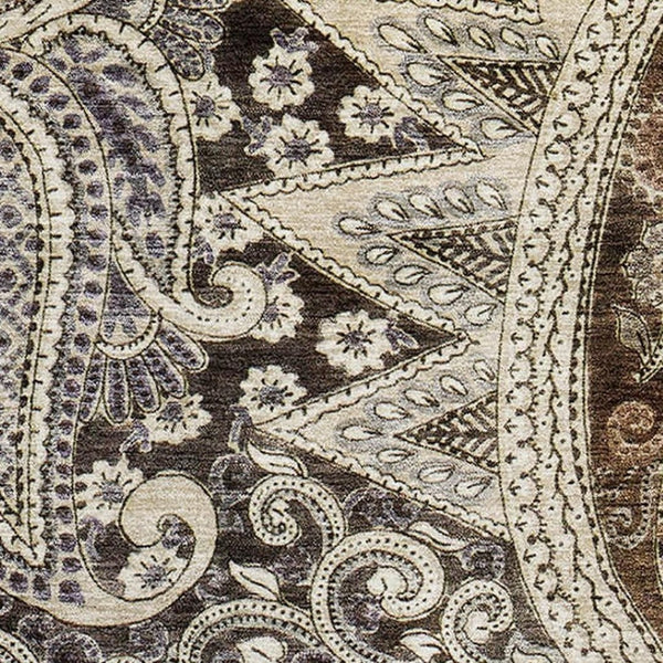 HomeRoots 8' X 10' Washable Paisley Area Rug in Brown, Beige & Taupe - UV Protected, Soft & Durable Design! 683738