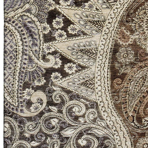 HomeRoots 8' X 10' Washable Paisley Area Rug in Brown, Beige & Taupe - UV Protected, Soft & Durable Design! 683738