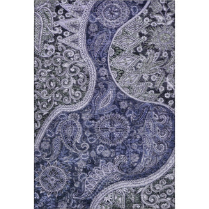 HomeRoots 8' X 10' Washable Navy Blue Paisley Area Rug - UV Protected, Stain Resistant, Perfect for Homes 683744