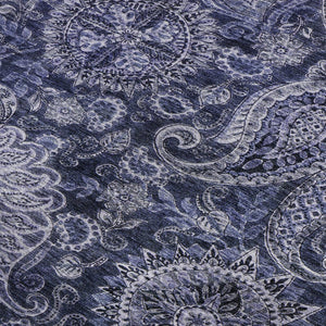 HomeRoots 10' X 14' Navy Blue Charcoal Gray Paisley Area Rug - Durable, Washable, UV Protected & Stylish! 683746