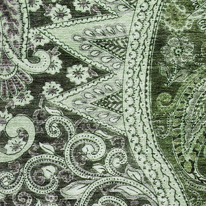 HomeRoots 5' X 8' Washable Paisley Area Rug in Olive Green, Purple & Ivory - Stylish, Stain Resistant & UV Protected 683748