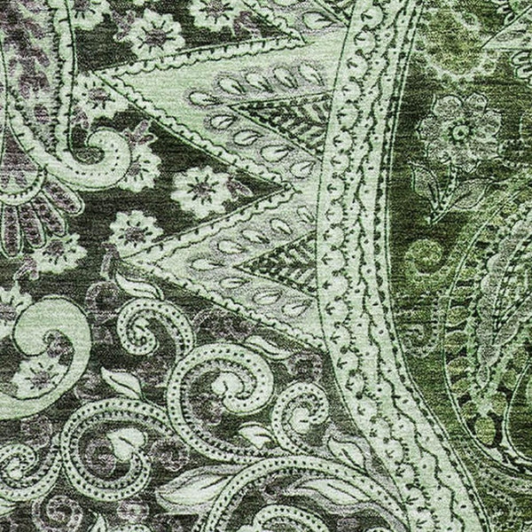 HomeRoots 5' X 8' Washable Paisley Area Rug in Olive Green, Purple & Ivory - Stylish, Stain Resistant & UV Protected 683748