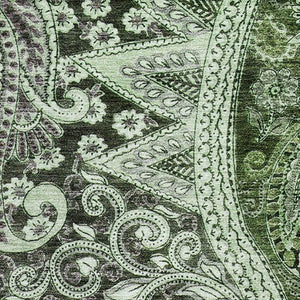 HomeRoots 10' X 14' Elegant Olive Green Paisley Area Rug - Washable, UV-Protected & Perfect for High-Traffic Homes 683752