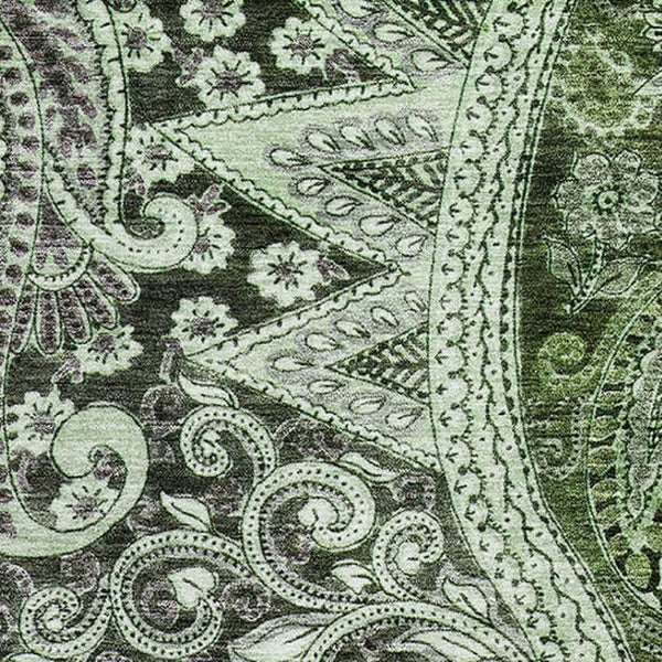 HomeRoots 10' X 14' Elegant Olive Green Paisley Area Rug - Washable, UV-Protected & Perfect for High-Traffic Homes 683752