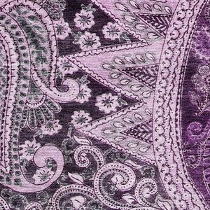 HomeRoots 5' X 8' Washable Paisley Area Rug in Purple & Charcoal - UV Protected, Stain Resistant & Stylish! 683754