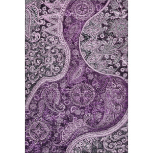 HomeRoots 9' X 12' Washable Purple & Charcoal Paisley Area Rug - UV Protected, Stain Resistant, Durable Design 683757