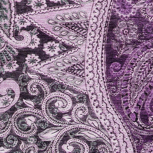 HomeRoots 10' X 14' Washable Purple & Charcoal Paisley Area Rug with UV Protection for Stylish Durability 683758