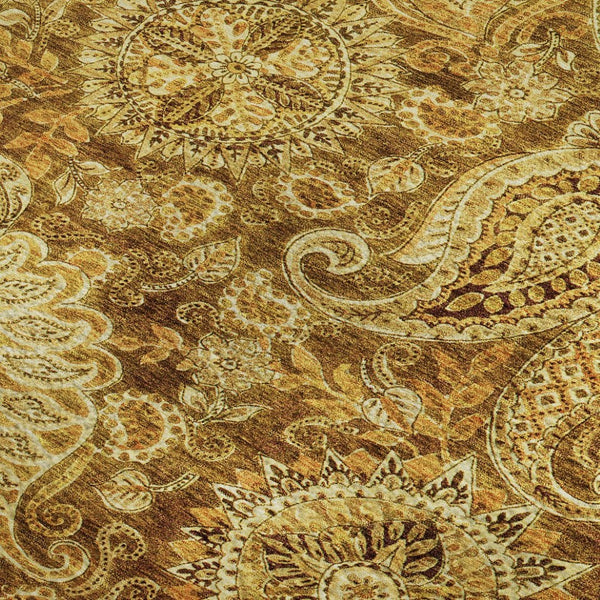 HomeRoots 5' X 8' Terra Cotta & Beige Paisley Area Rug - Washable, UV-Protected, Durable for Homes & Patios 683766