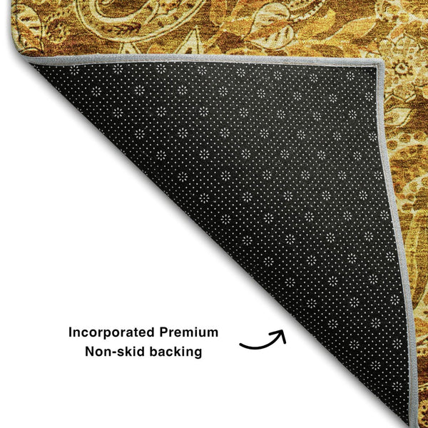 HomeRoots 9' X 12' Stylish Terra Cotta Paisley Area Rug - Washable, UV Protected, Perfect for High-Traffic Homes 683769