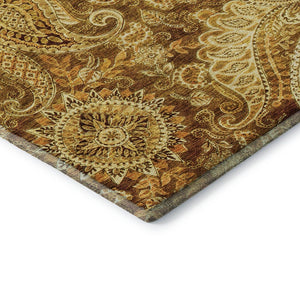 HomeRoots 9' X 12' Stylish Terra Cotta Paisley Area Rug - Washable, UV Protected, Perfect for High-Traffic Homes 683769