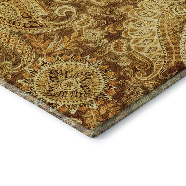HomeRoots 9' X 12' Stylish Terra Cotta Paisley Area Rug - Washable, UV Protected, Perfect for High-Traffic Homes 683769