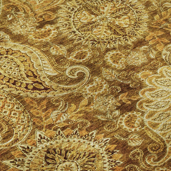 HomeRoots 9' X 12' Stylish Terra Cotta Paisley Area Rug - Washable, UV Protected, Perfect for High-Traffic Homes 683769