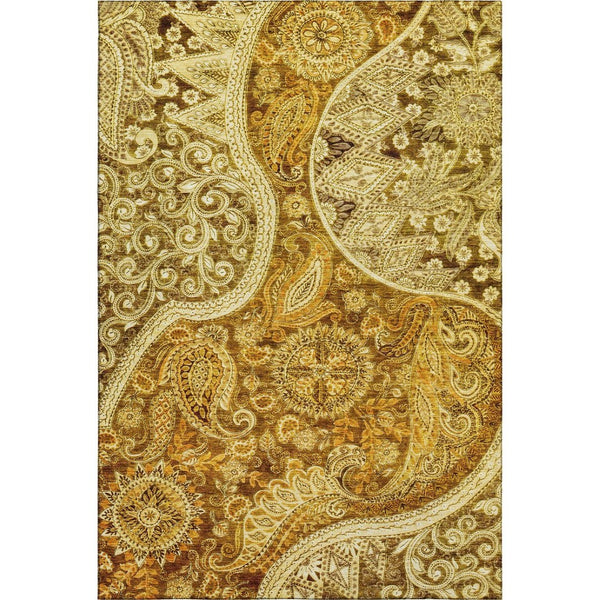 HomeRoots 10' X 14' Elegant Terra Cotta and Beige Paisley Area Rug - UV Protected, Washable, Durable Design 683770