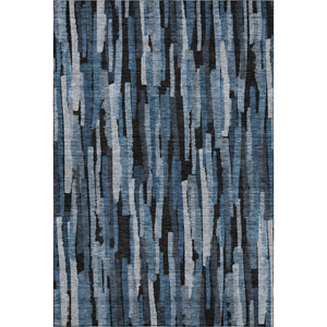 HomeRoots 9' X 12' Stylish Blue Charcoal & Silver Striped Washable Area Rug with UV Protection for Homes 683775