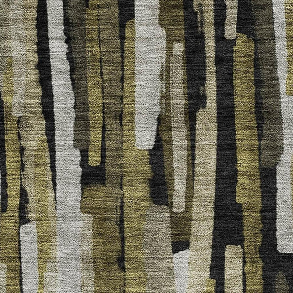 HomeRoots 5' X 8' Washable Area Rug in Brown, Charcoal & Gray Stripes – UV Protected, Stain Resistant, Durable Design 683778