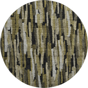 HomeRoots 8' Stylish Washable Round Rug in Brown, Charcoal & Gray – UV Protected, Stain Resistant & Durable Design 683779