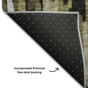 HomeRoots 8' Stylish Washable Round Rug in Brown, Charcoal & Gray – UV Protected, Stain Resistant & Durable Design 683779
