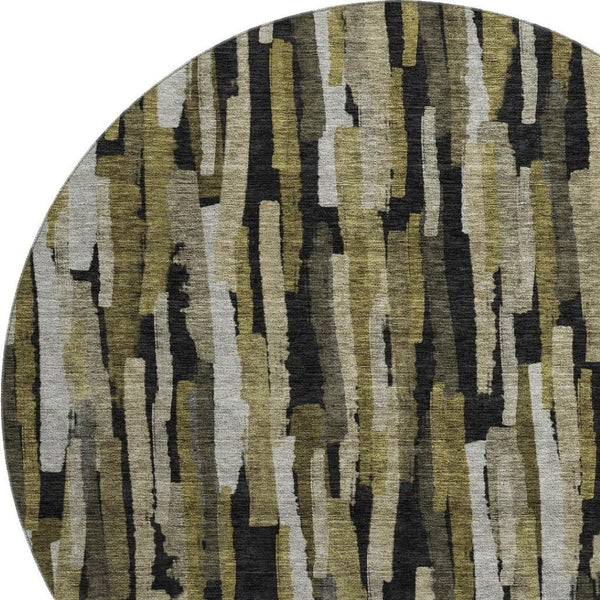 HomeRoots 8' Stylish Washable Round Rug in Brown, Charcoal & Gray – UV Protected, Stain Resistant & Durable Design 683779