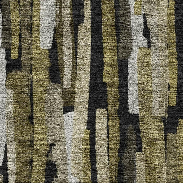 HomeRoots 8' X 10' Brown Charcoal & Gray Striped Washable Area Rug with Stain Resistance & UV Protection 683780