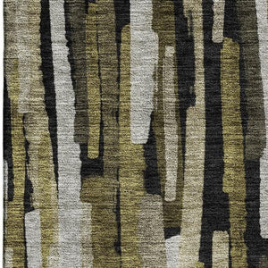 HomeRoots 10' X 14' Striped Area Rug in Brown, Charcoal & Gray – Washable, UV-Protected, Durable & Stylish Design 683782