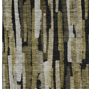HomeRoots 10' X 14' Striped Area Rug in Brown, Charcoal & Gray – Washable, UV-Protected, Durable & Stylish Design 683782