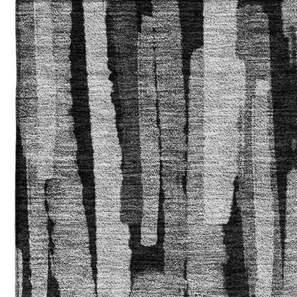 HomeRoots 8' X 10' Gray and Silver Striped Area Rug - Washable, UV-Resistant, Stylish for High-Traffic Spaces 683786
