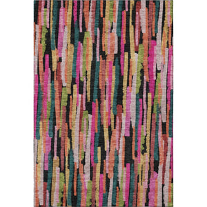 HomeRoots 8' X 10' Vibrant Pink, Teal & Orange Striped Washable Area Rug with UV Protection for High Traffic Spaces 683792