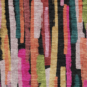 HomeRoots 10' Pink Teal & Orange Striped Washable Area Rug - Durable, UV-Protected & Perfect for Families! 683794