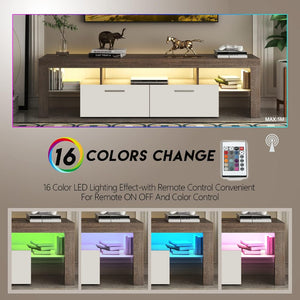 English Elm Dfw Modern Farmhouse Tv Console with Led Lighting Two Tone Wood Storage Drawers W2301P425834