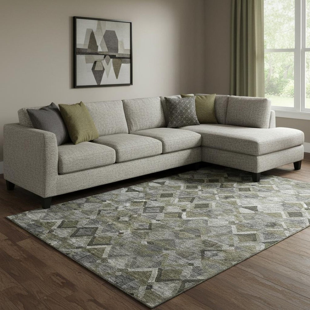 HomeRoots 8' X 10' Modern Geometric Area Rug - Washable, UV-Protected, Stain Resistant, Kid & Pet Friendly! 683804
