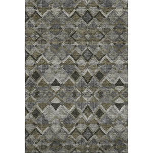 HomeRoots 9' Gray Brown Beige Geometric Area Rug - Washable, UV Protected, Stain Resistant, Modern Design 683805