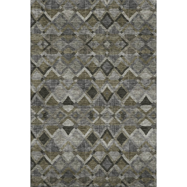 HomeRoots 9' Gray Brown Beige Geometric Area Rug - Washable, UV Protected, Stain Resistant, Modern Design 683805