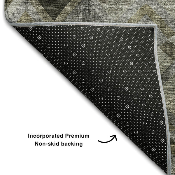 HomeRoots 9' Gray Brown Beige Geometric Area Rug - Washable, UV Protected, Stain Resistant, Modern Design 683805