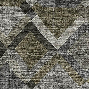 HomeRoots 9' Gray Brown Beige Geometric Area Rug - Washable, UV Protected, Stain Resistant, Modern Design 683805