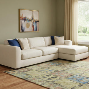 HomeRoots 8' X 10' Stylish Gold Blue Copper Geometric Washable Area Rug with UV Protection & Non-Slip Backing 683816