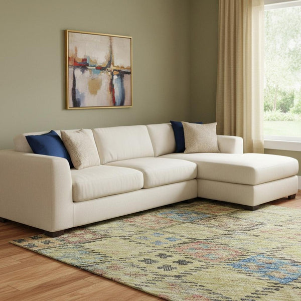 HomeRoots 8' X 10' Stylish Gold Blue Copper Geometric Washable Area Rug with UV Protection & Non-Slip Backing 683816